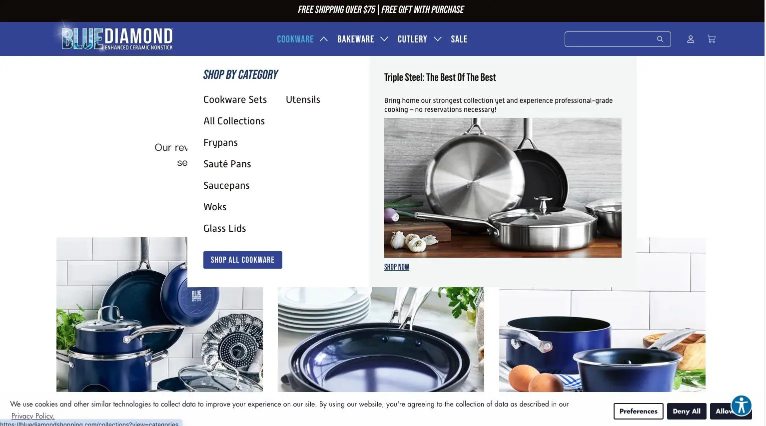 Blue Diamond website cookware product Blue Diamond website cookware product